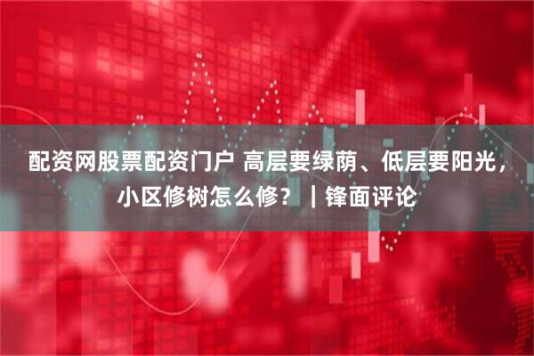 配资网股票配资门户 高层要绿荫、低层要阳光，小区修树怎么修？｜锋面评论